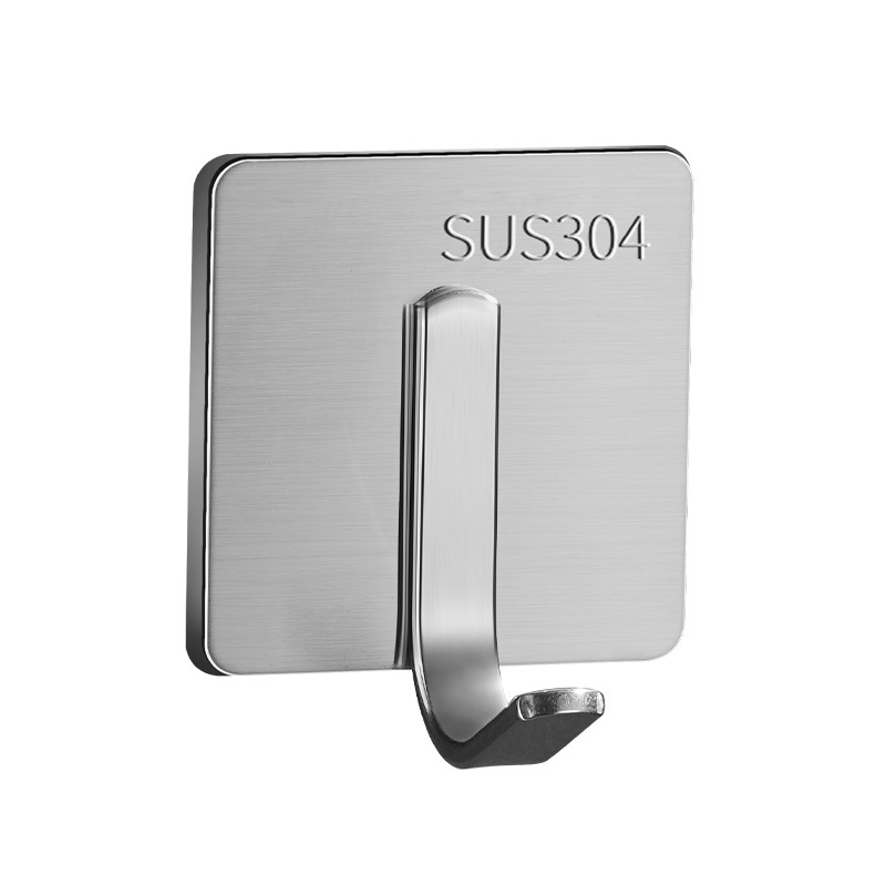 Factory wholesale stainless steel strong clothes hook kitchen bathroom towel shelf wall hanging single non-perforated hook