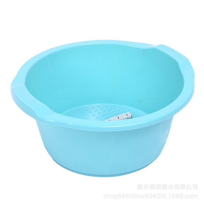 Plastic Foot Bath Bucket Thickeneded Satchel Four-Wheel Foot Bath Household Round Raised Dot Roller Advertising Printed Foot Bath Bucket