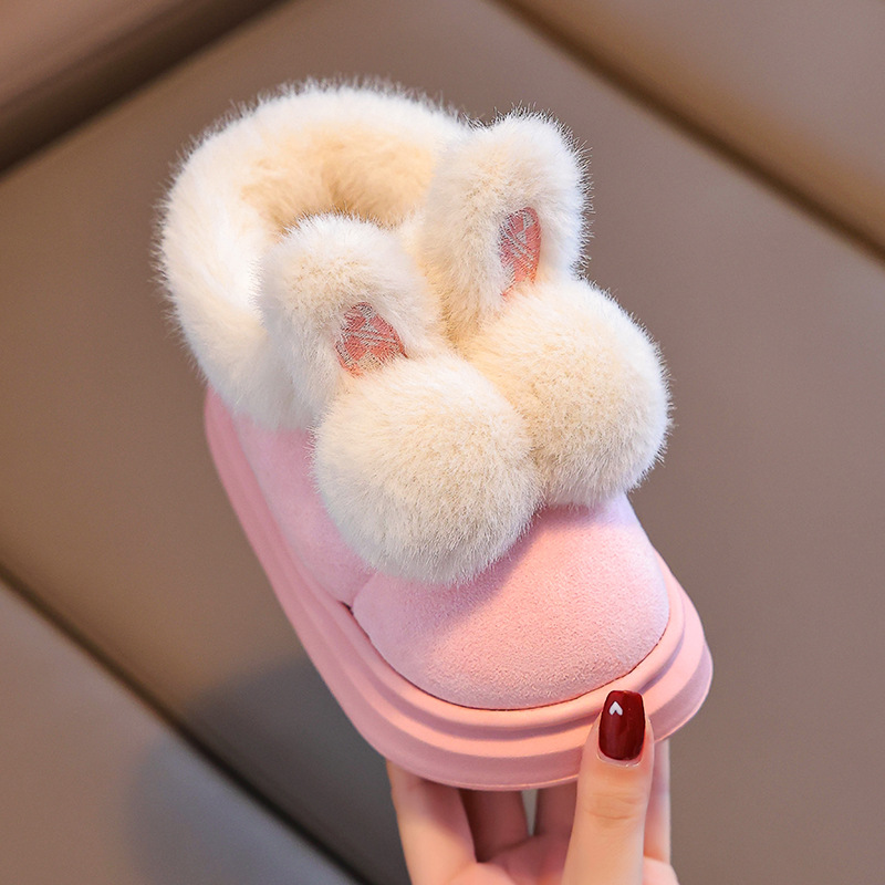 2024 New Children's Cotton Shoes Autumn and Winter Feeling Dung Indoor and Outdoor Thickened Warm Mid-Big Children's Baby Cotton Slippers