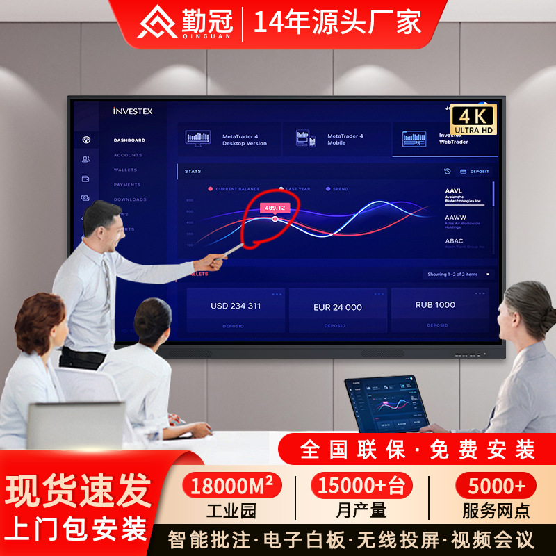 Мультимедийный электронный интерактивный сенсорный планшет Qin Guan для конференций, все в одном