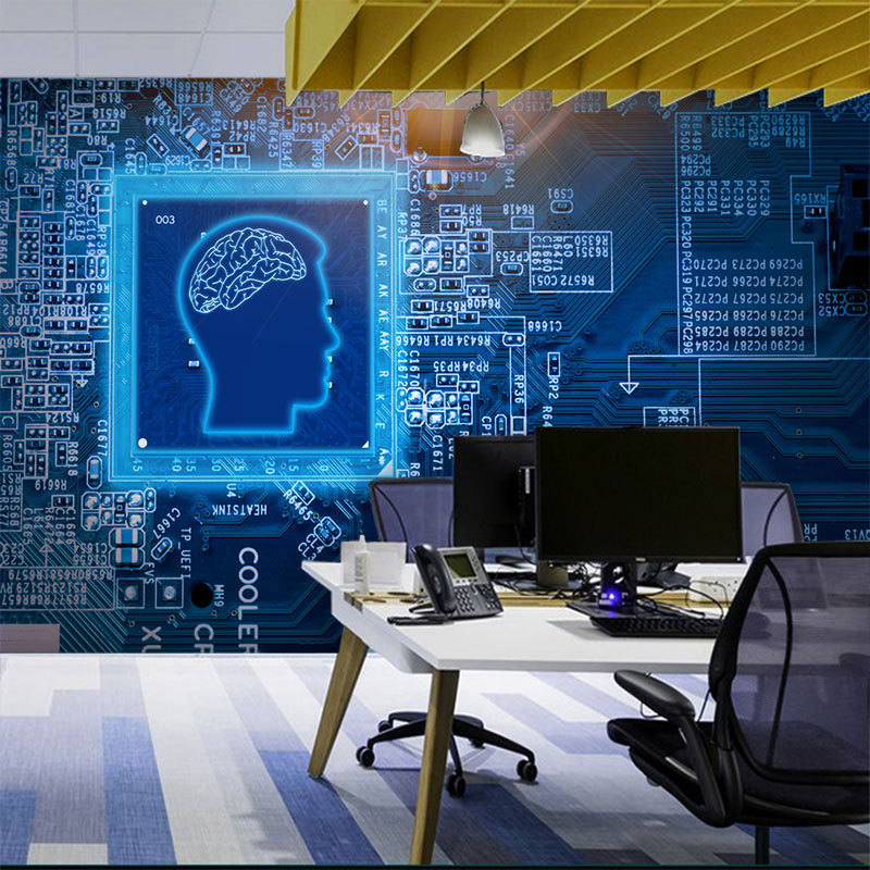 Three-Dimensional Technology Robot Wallpaper Electronic Circuit Board Bar Internet Cafe Mural E-Sports Hall Artificial Intelligence Wallpaper