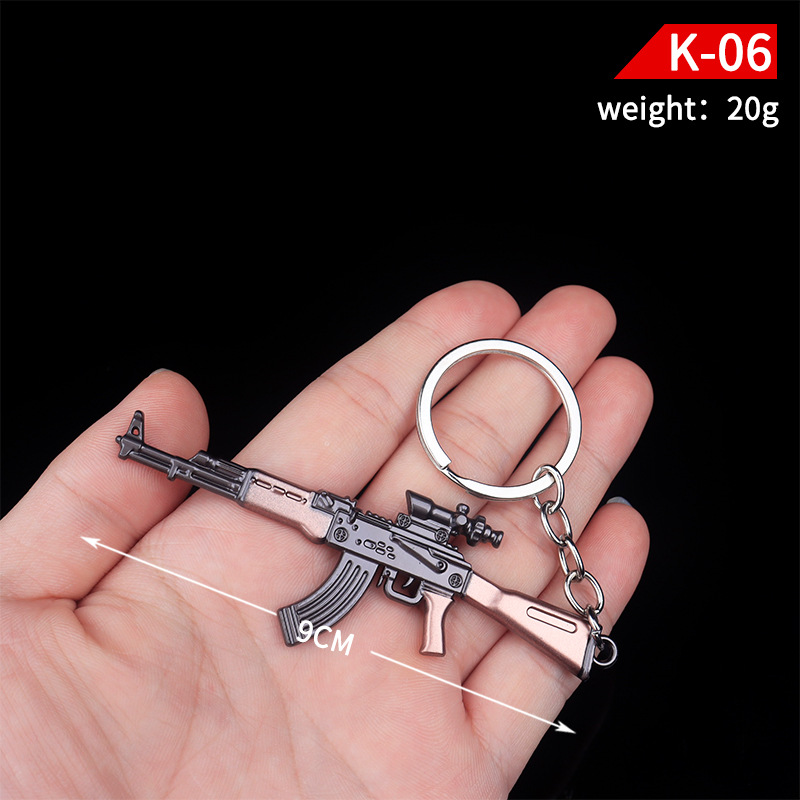Metal Mini Gun Pendant Keychain Weapon Alloy Gun Model Chicken Game Peripheral Toys