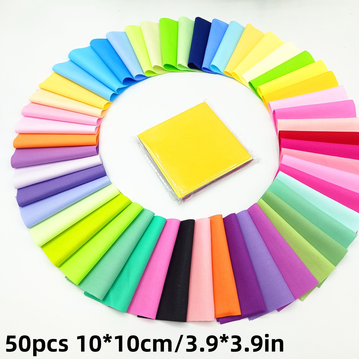 Cross-Border Hot-Selling Pure Color 50/100 Pieces of Pure Cotton Cloth Blocks Sewing Handmade Cloth Set Stitching Quilting Cloth