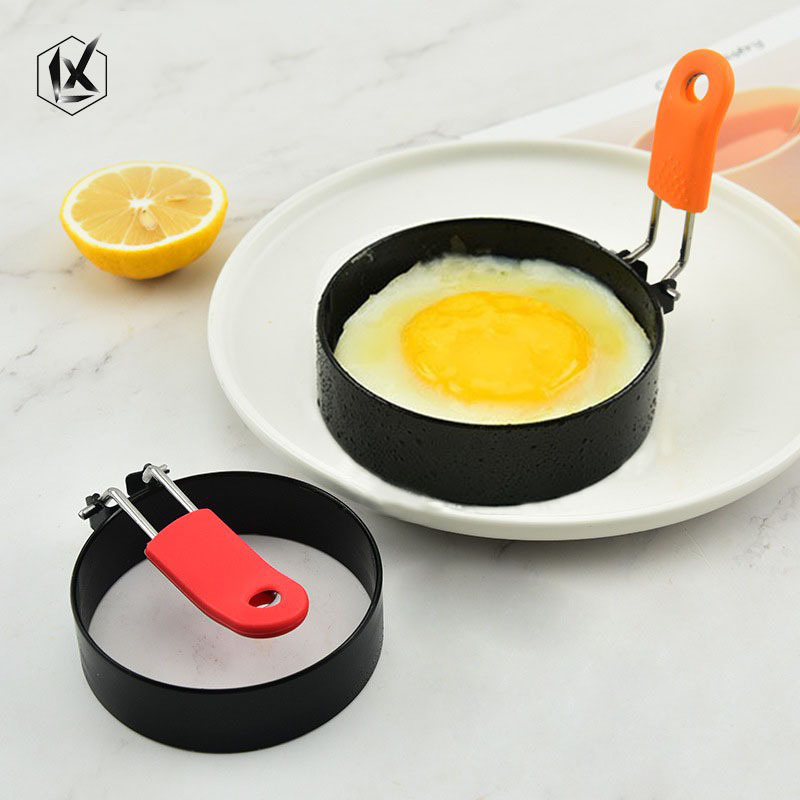 430 stainless steel round omelette silicone sleeve handle egg ring omelette model pancake mold omelette ring