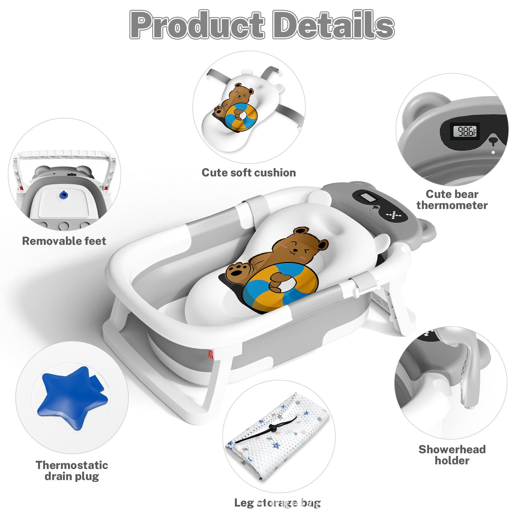 Baby Bathtub 70% off Stack Intelligent Temperature Sensing Newborn Bathtub Home Sit-Down Baby Bathtub