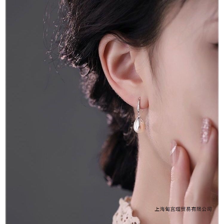 999 Sterling Silver Pearl Bud Ear Hook Earrings for Women, Accessible Luxury Elegant, Fashionable and Personalized Earrings