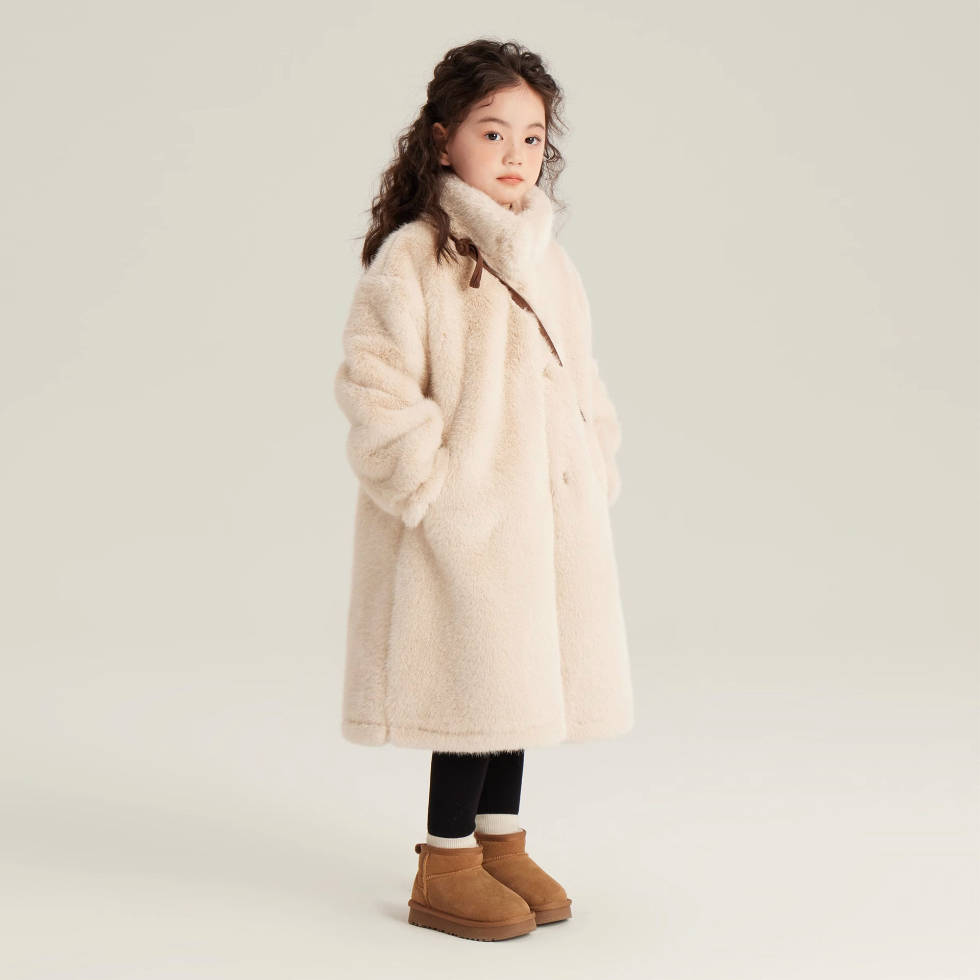 2025 New Girls Winter Imitation Mink Coat Children's Warm Winter Clothes Thickened Fur One-Piece Fur Coat