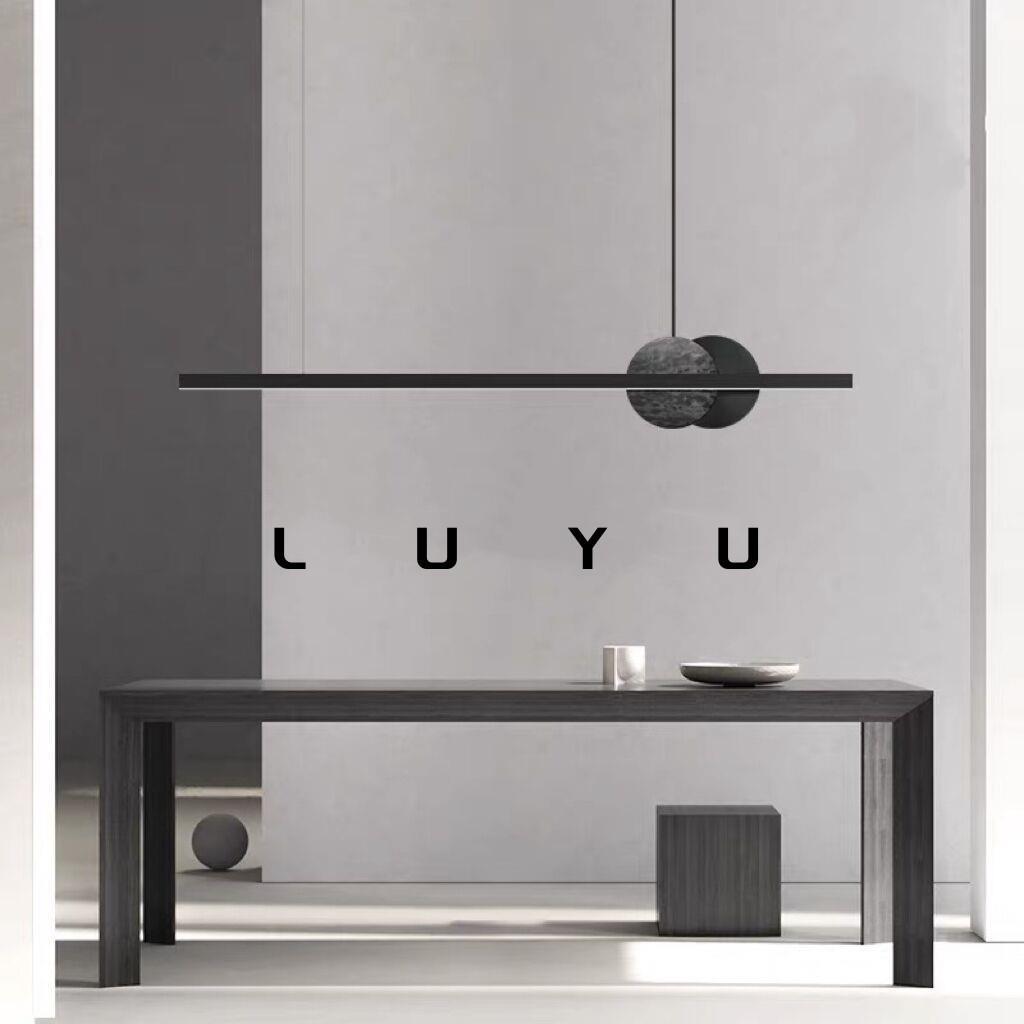 Zhongshan Factory Showroom Italian Minimalist Light Luxury All-Copper Marble Long Strip Dining Room Chandelier Modern Elegant Model Room