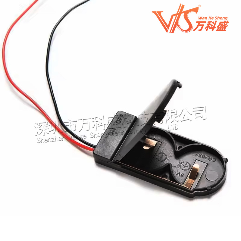 Button cell CR2032 LIR203 2 two 6V with line with cover with Switch Battery Box Flat