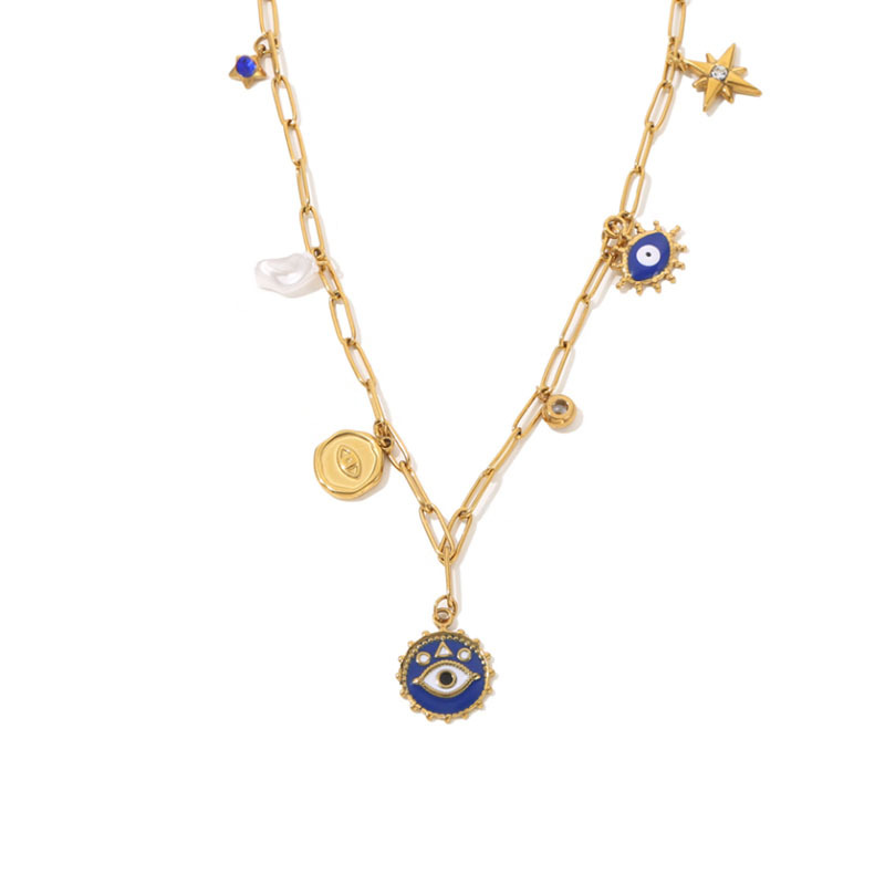 Necklace Custom European and American Geometric Square Pendant Necklace Men's Trendy Light Luxury Niche Clavicle Necklace Custom Stainless Steel