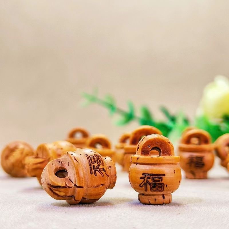 Peach pit carving blessing peach basket children's peach diy pendant accessories wild mountain peach Hu carving peace peach basket