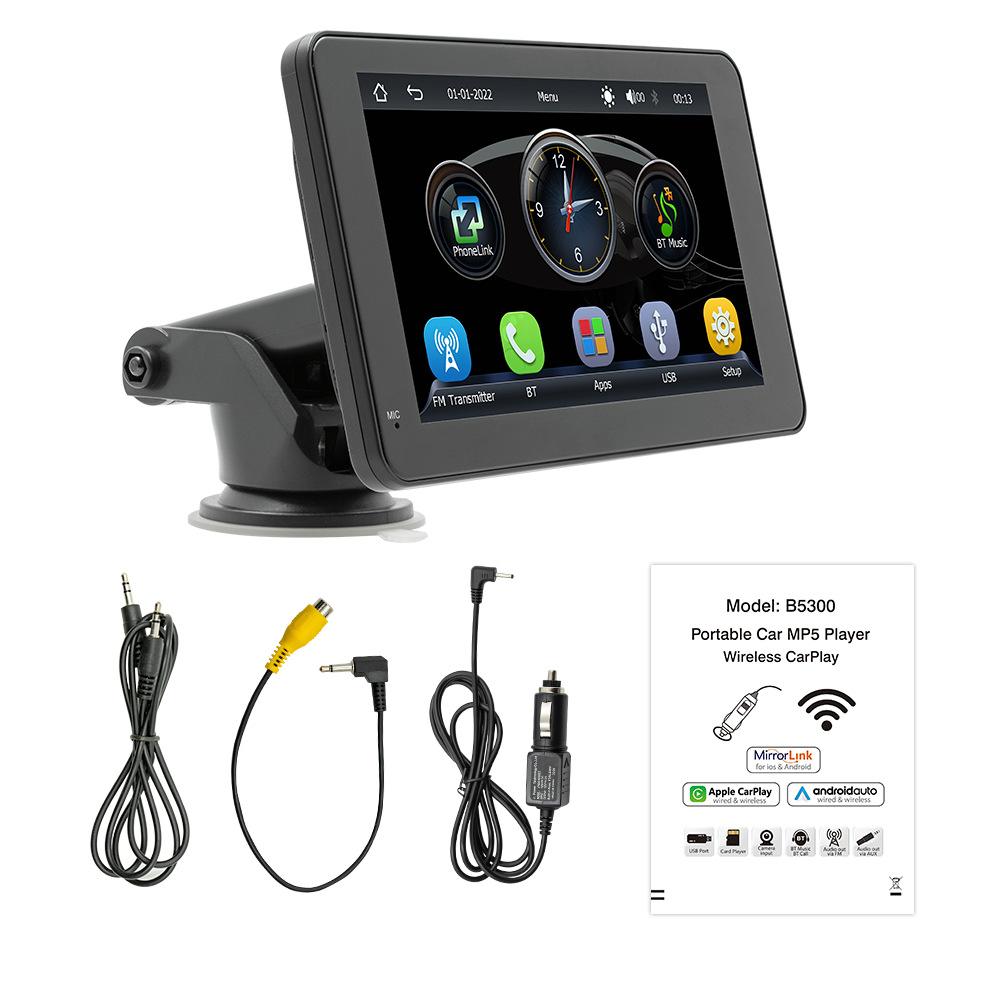 7inch Portable Car Mp5 Wireless Carplay & Android Auto Car-Mounted Interconnection Rear View Image Central Control Screen