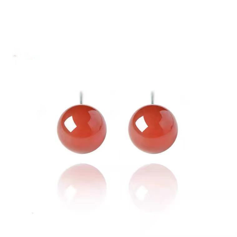 Yuyu Red Agate Earrings S925 Silver Bead Earrings Jewelry Simple Fashion Jewelry MN1122121