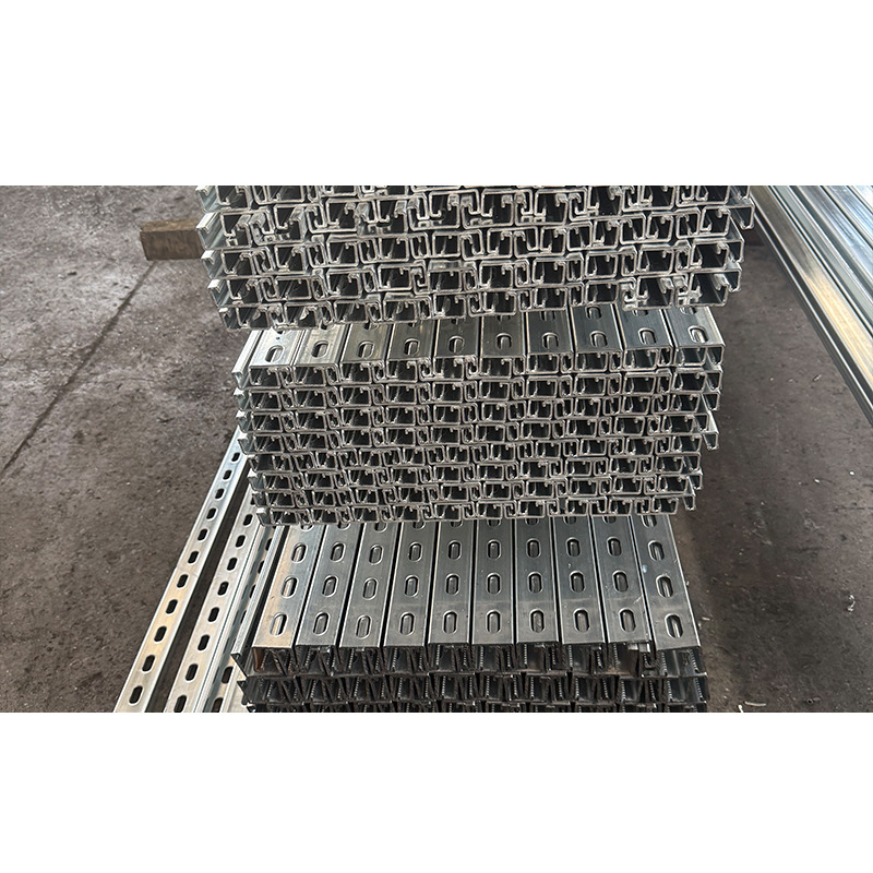 Galvanized C-Shaped Steel Solar Photovoltaic Bracket Cold-Bent Perforated Purlin Anti-Seismic Pipe Gallery Bracket C-Shaped Steel Guide Rail