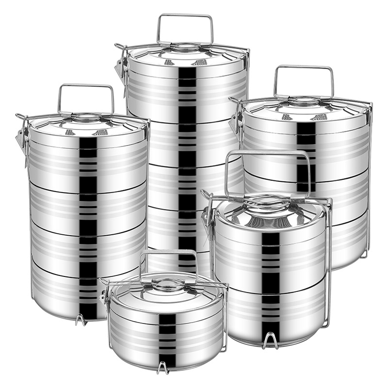 Guosheng Multi-Layer Stainless Steel Double-Layer Insulated Basket/Food Compartment/Pot Outdoor Student Lunch Box Wholesale Factory Direct Sale