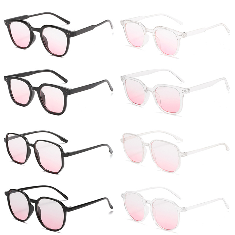Pure Desire Blush Glasses Women's Internet Celebrity Gradient Sunglasses Sunset Pink Glasses Shake Tone Same Black Frame Plain Artifact