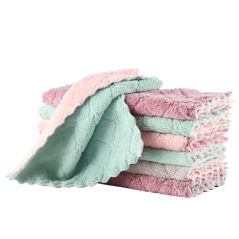 A generation of two-color double-sided coral fleece cloth cleaning cloth household dishwashing cloth cleaning cloth department store cloth