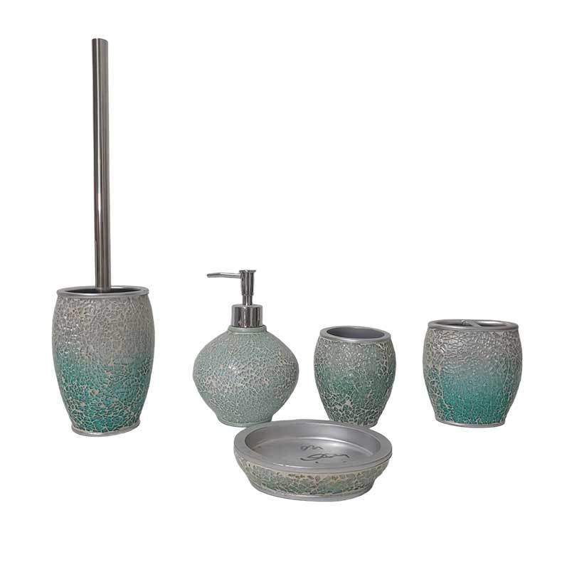 Mosaic Bathroom Set Five-Piece Set Resin Broken Glass Mouthwash Cup Soap Dish Lotion Bottle Toothbrush Holder