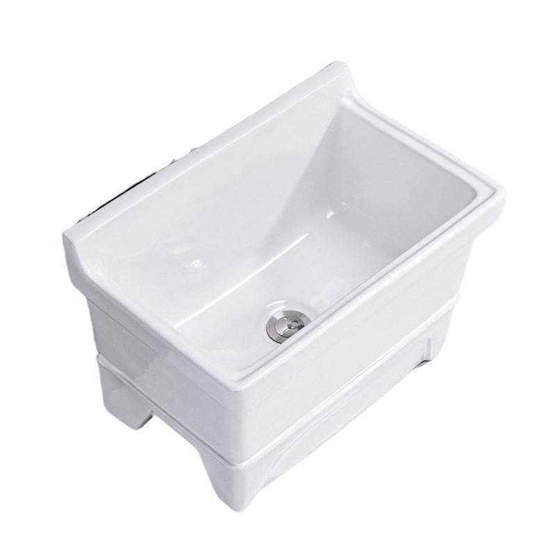 Large Ceramic Mop Holder with Legs for Balcony, Floor-Standing Household Bathroom Small Mop Holder