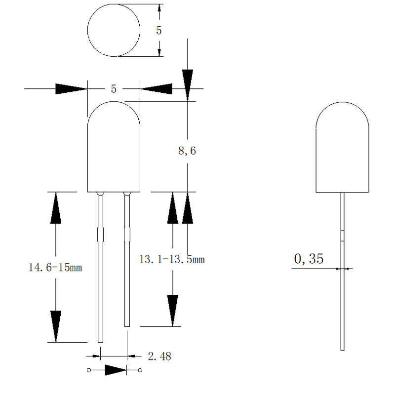 F5 Round Head Edgeless Copper Bracket High Brightness White Light 5mm Round Head Copper Foot Straight Plug Led Lamp Bead Christmas Light String Ul Certification