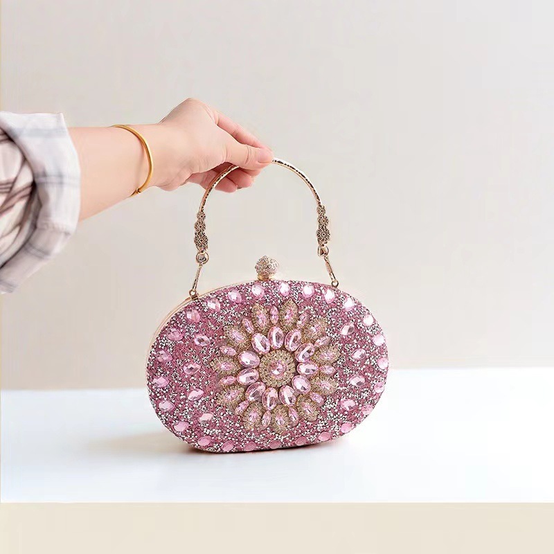 Cross-border 2024 Sunflower Evening Bag Fashion Banquet Clutch Bag Dress Evening Bag Diamond-studded Bag European and American Party Bag
