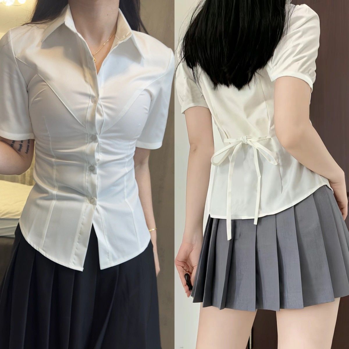 Jk униформа утягивающая маленькая футболка с V-образным вырезом и завязкой для женщин чистое желание аутентичный японский стиль колледжа универсальный топ