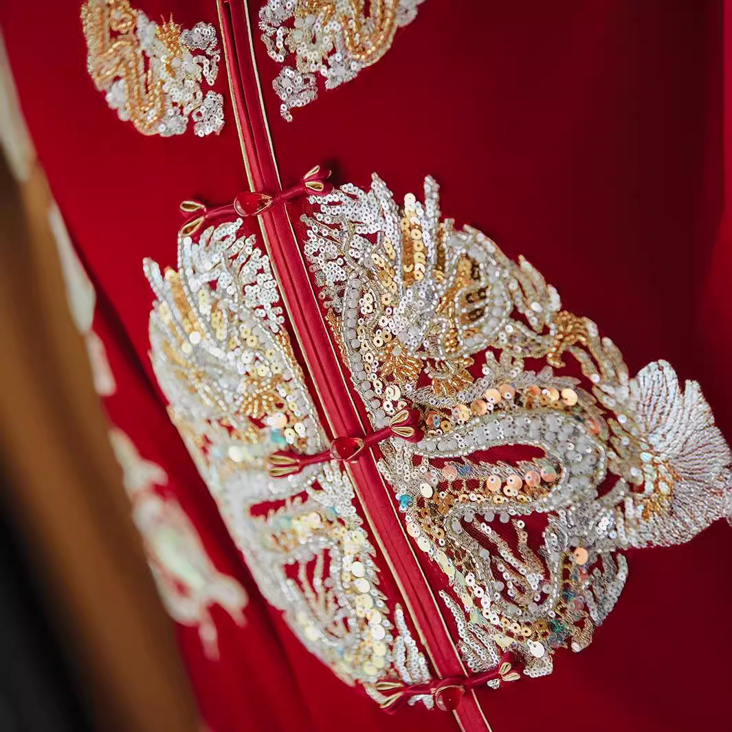 Men's Xiuhe Dress 2024 New Chinese Groom Dress Velvet Wedding Dress Dragon and Phoenix Jacket Men's Dress Show Kimono plus size