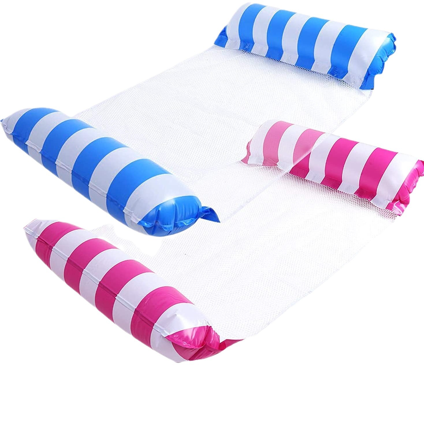 Cross-border new inflatable floating row water clamp net foldable backrest swimming pool floating bed water three-tube floating row inflatable bed