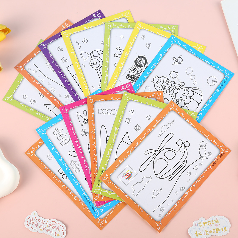 children's graffiti painting paper coloring paper card diy handmade watercolor painting kindergarten graffiti painting toy painting supplies