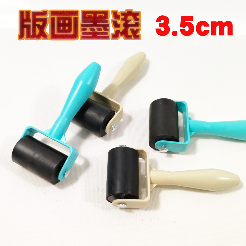 Cross-border printmaking tools roller printing ink rubber roller wooden handle 10cm art rubber roller wood mushroom Ma Lian wood panel painting