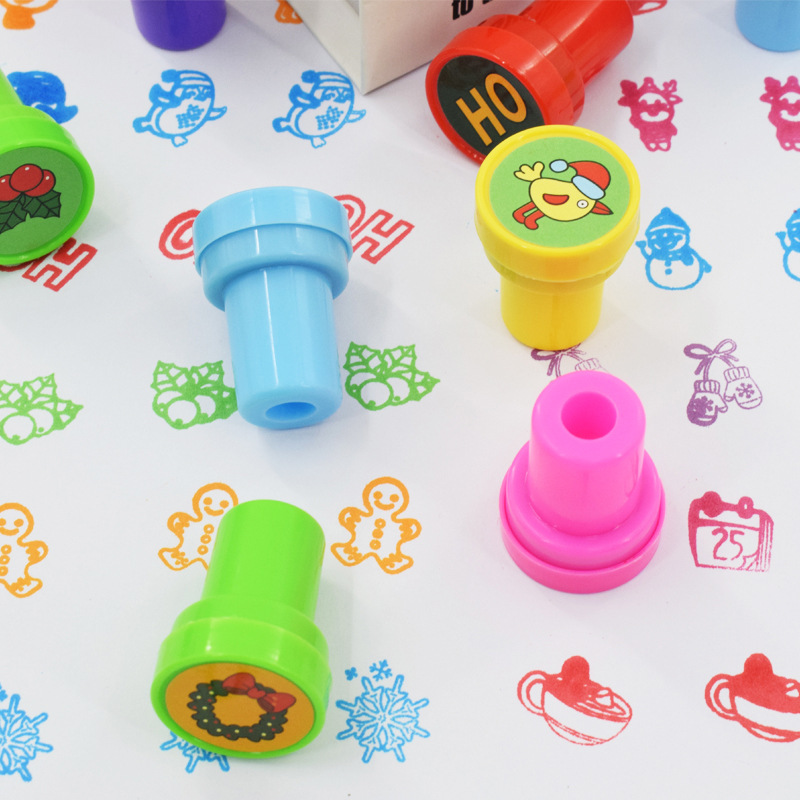 Cross-border Hot Selling Christmas Children Toy Stamp Educational Plastic Toys Christmas Stamp Cross-border Christmas Wholesale