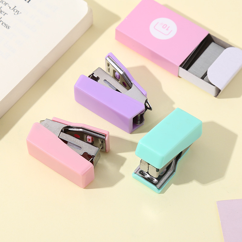 Mini No. 10 Stapler Labor-saving Lightweight Macaron Stapler Office Color Uniform Stapler Binding Needle