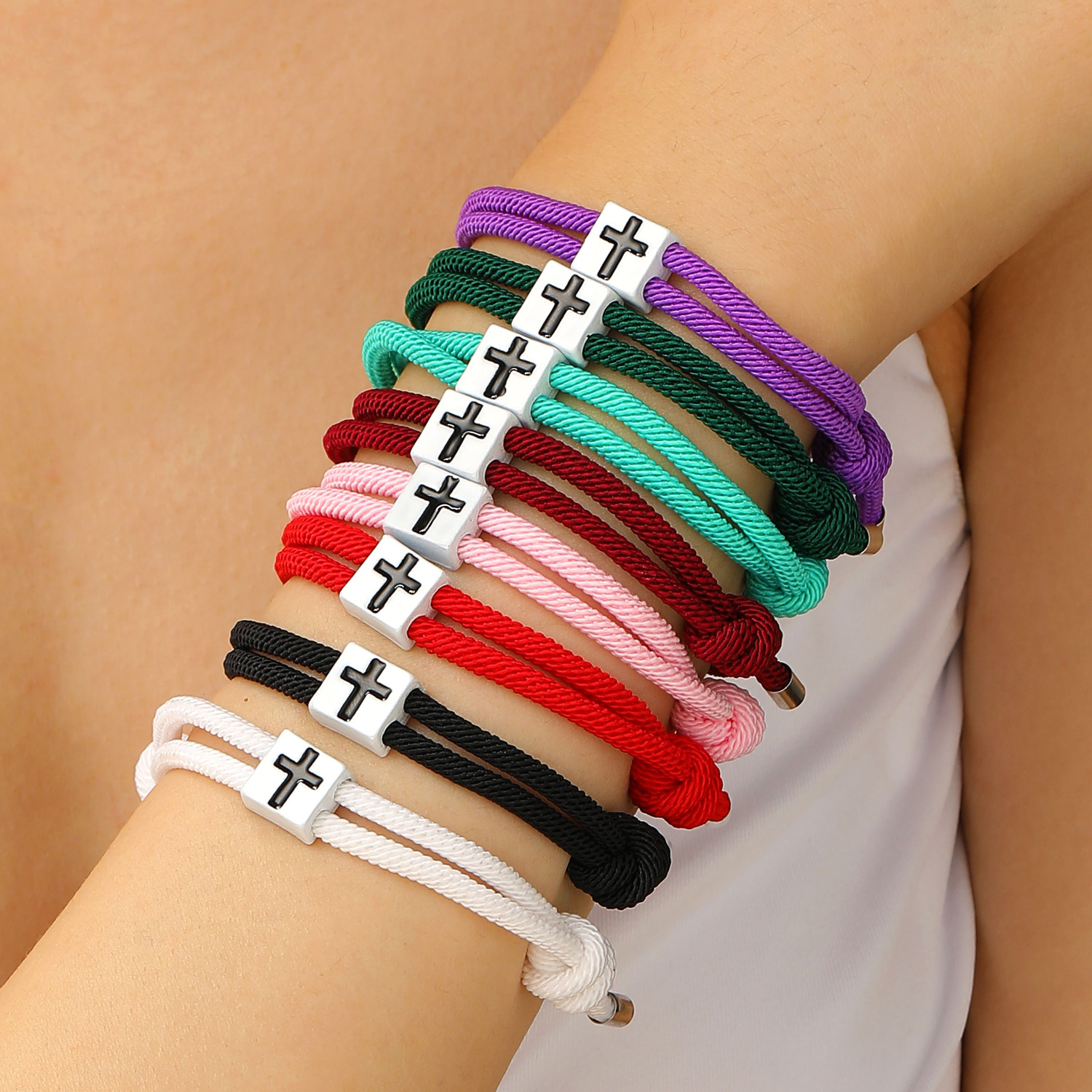 Регулируемый браслет из сплава с блоком и крестом, миланский стиль, для мужчин и женщин, ювелирные изделия оптом, эксклюзив для трансграничной торговли