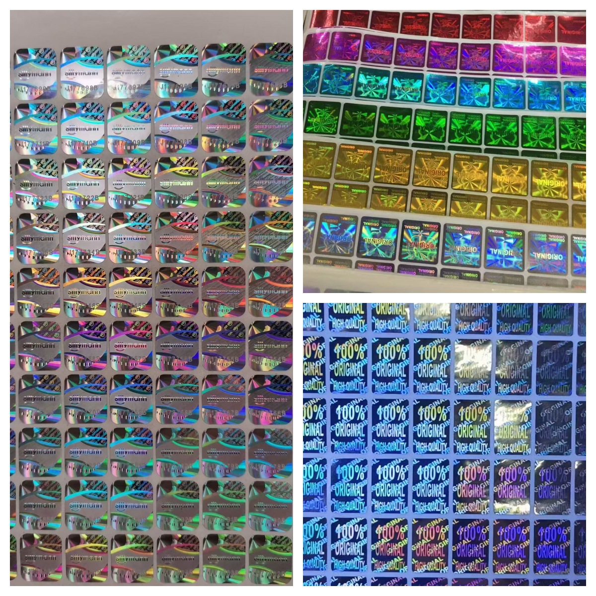 Laser Anti-Counterfeiting Label Plain Laser Silver Anti-Counterfeiting Label Void Letter Leaving Word Anti-Counterfeiting Self-Adhesive Label