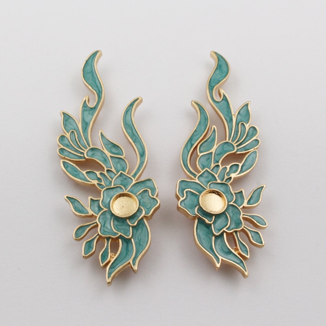 Ancient style cast copper Flower Vine drop oil epoxy pendant vintage Hanfu hair accessories headdress hair crown material accessories diy jewelry