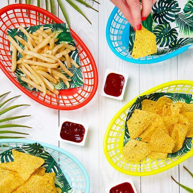 Outdoor recommended cross-border European and American plastic French fries basket hamburger basket fast food boat-shaped fruit plate bread fried chicken plate