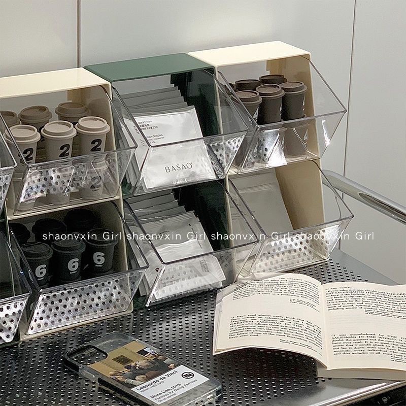 Tea Bag Storage Box Office Pantry Desktop Coffee Capsule Storage Rack Bar Instant Transparent Storage Rack
