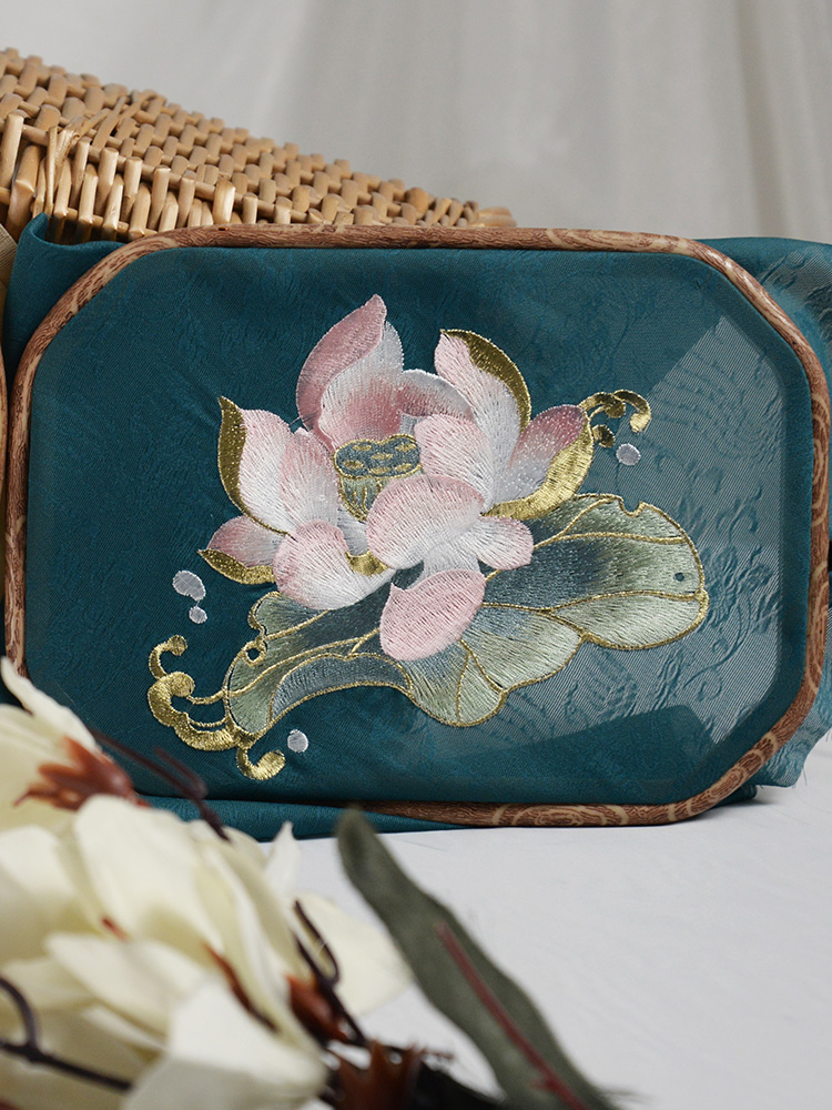 Summer Lotus B Style Lotus Leaf Lotus Petal Fine Embroidery Gold Thread Gold Edge Cut Piece Embroidery Piece Accessories Other Chemical Fiber