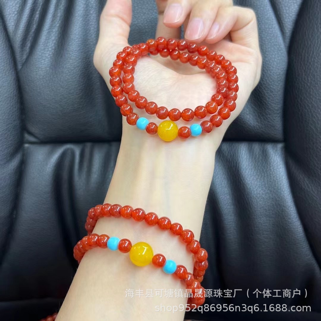 Натуральный красный агат браслет южный красный браслет желтый агат многокруглый летний модный подарок на день рождения ледяное плавание в прямом эфире