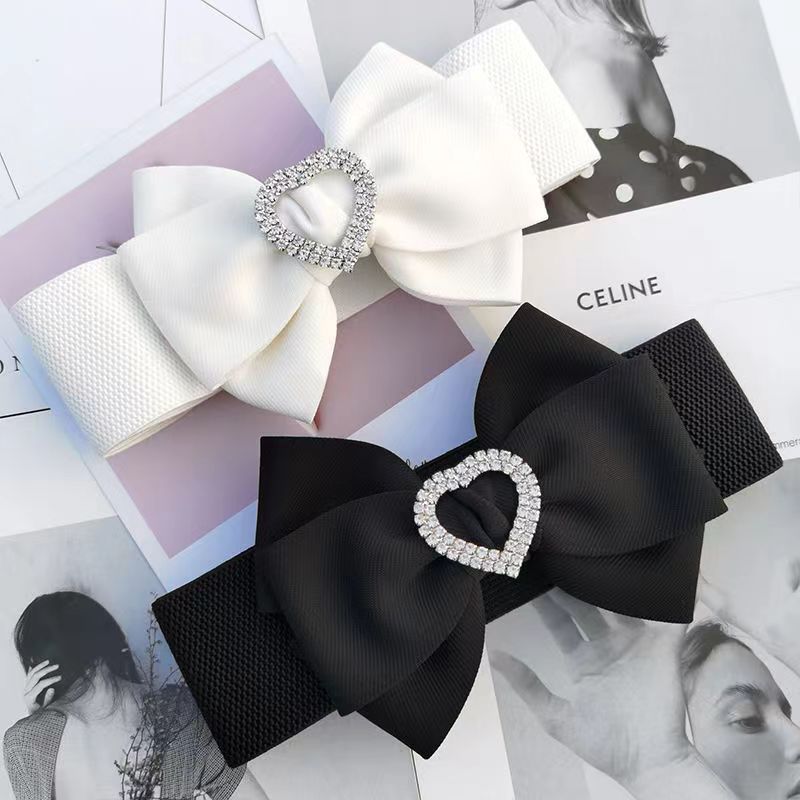 Эластичный пояс с бантом в форме сердца для женщин, модный большой размер