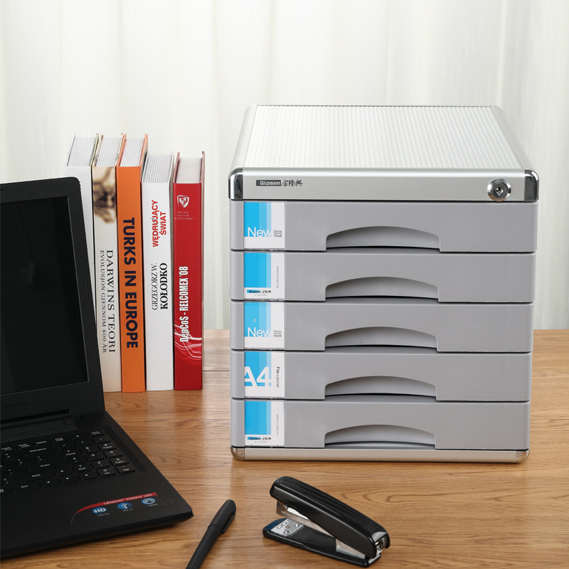Desktop File Cabinet Office with Lock Aluminum Alloy Multi-layer Combination Cabinet A4 File Storage Cabinet Drawer Type