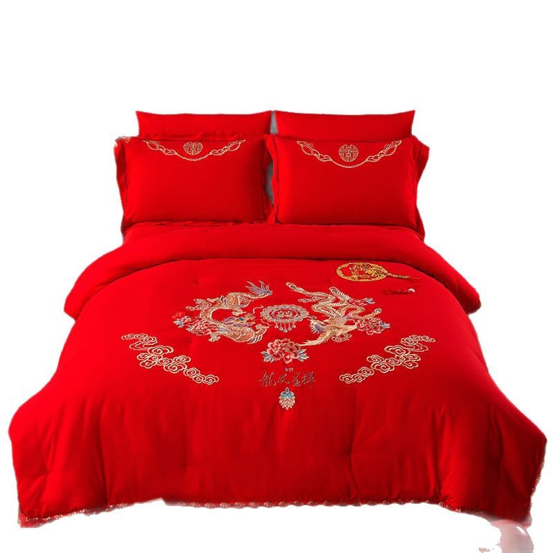 New Cotton Wedding Mulberry Silk Winter Quilt Pure Cotton Embroidered Wedding Red Quilt Four Seasons Spring and Autumn Quilt Gift Quilt