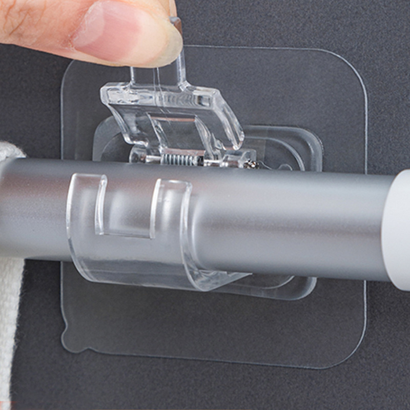 Cross-Border Exclusive No-Drill Curtain Rod Holder, Rod Clip, Shower Curtain Rod Telescopic Hook Clip, Rod Adhesive Hook