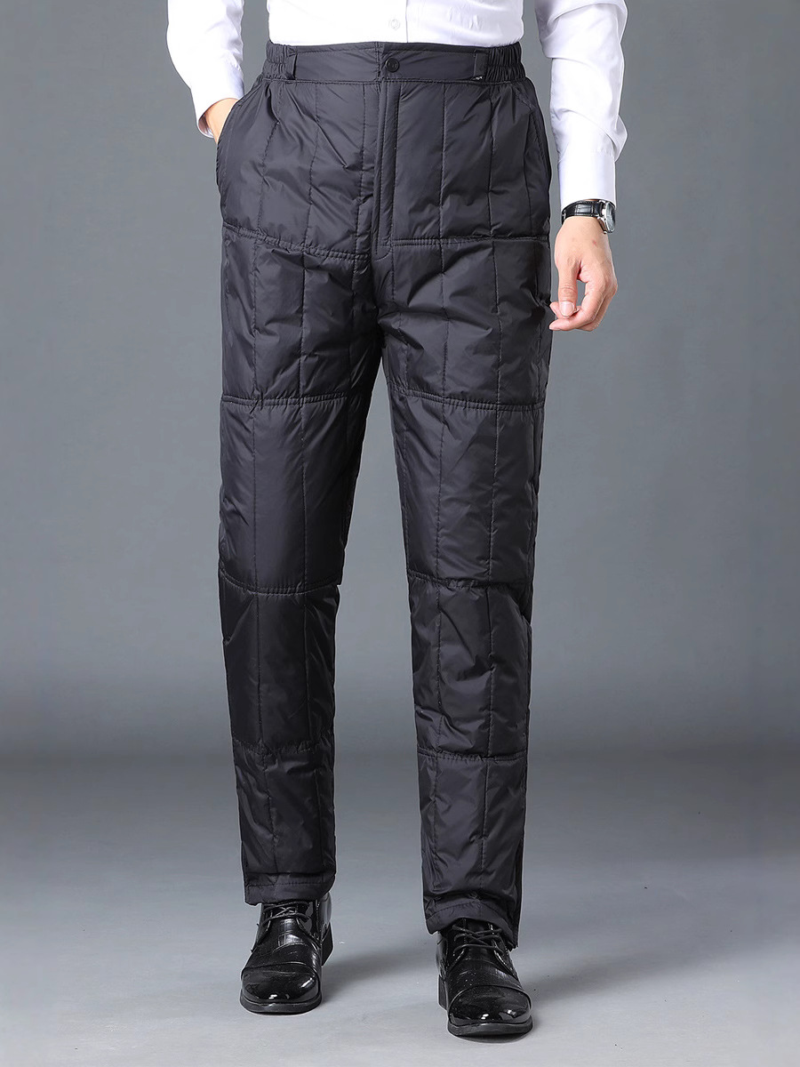 Winter new middle-aged and elderly down trousers men's inside and outside wear high waist padded warm windproof trousers factory direct sales