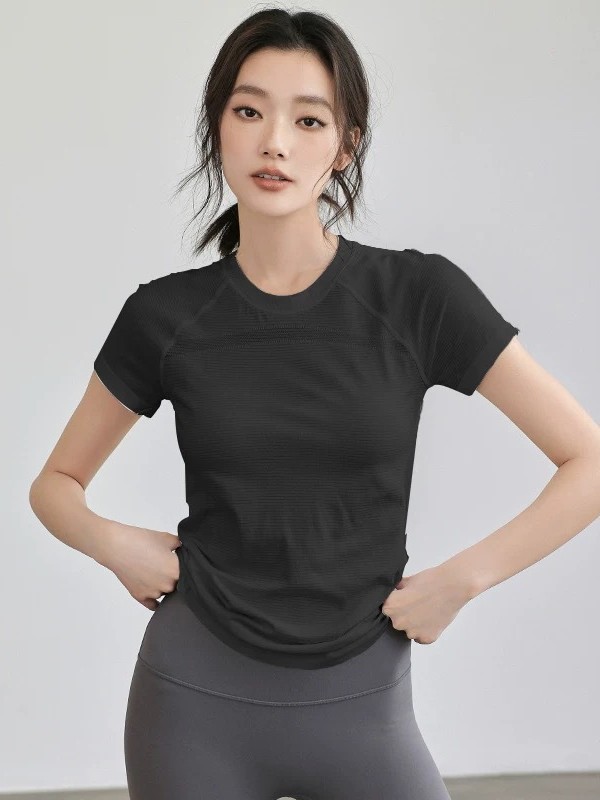 Spring and Summer New Sports Fitness Short-sleeved Quick-drying Yoga Suit Running Training Top Tight Slim T-shirt