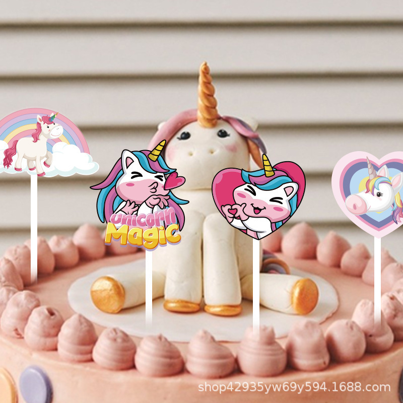 Customized Cute Unicorn Shaped Cake Inserts Paper Disposable Birthday Cake Party Theme Ready Stock Wholesale