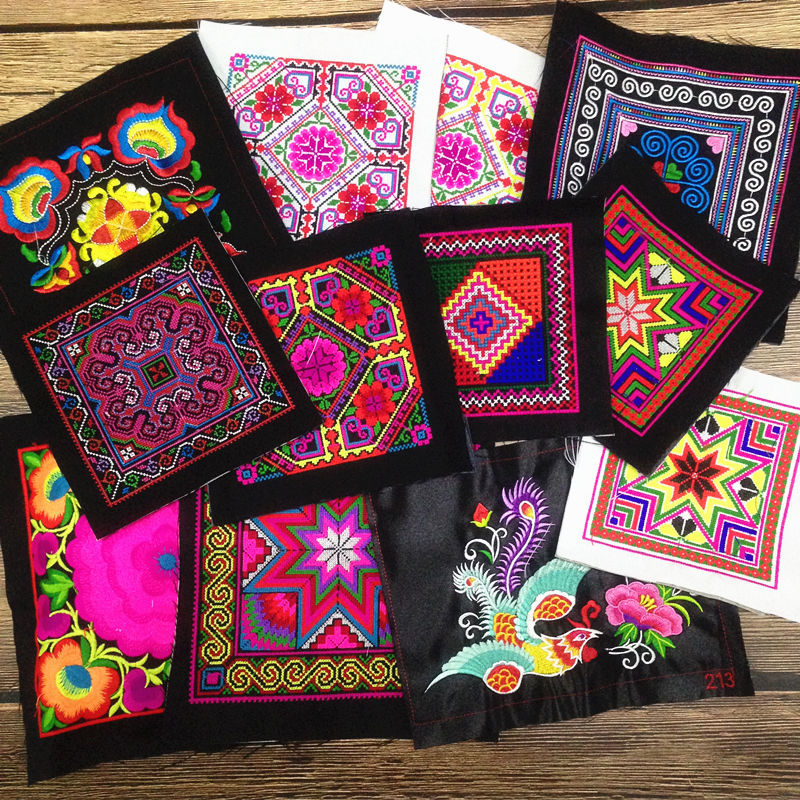 Маленький квадратный вышивальный элемент Miao, машинная вышивка, аксессуары для одежды с вышивкой и обрамлением