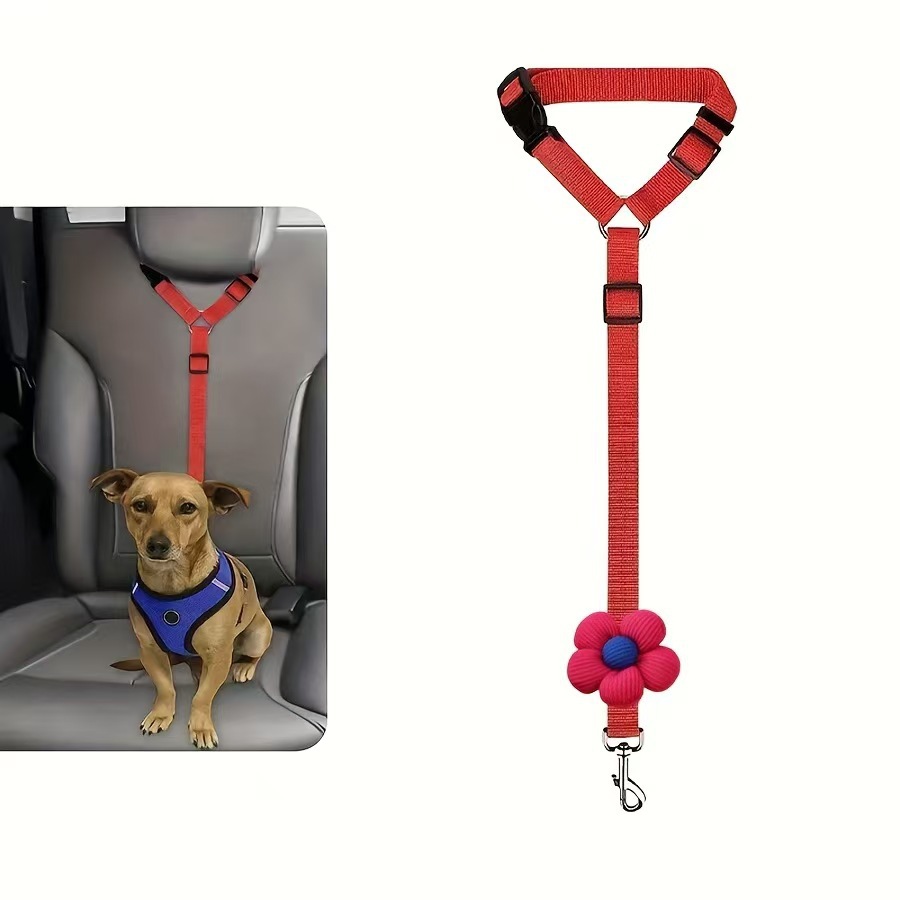 Pet Supplies Car Safety Leash Collar Dog Leash Cat Leash Car Headrest Retractable Flower Leash