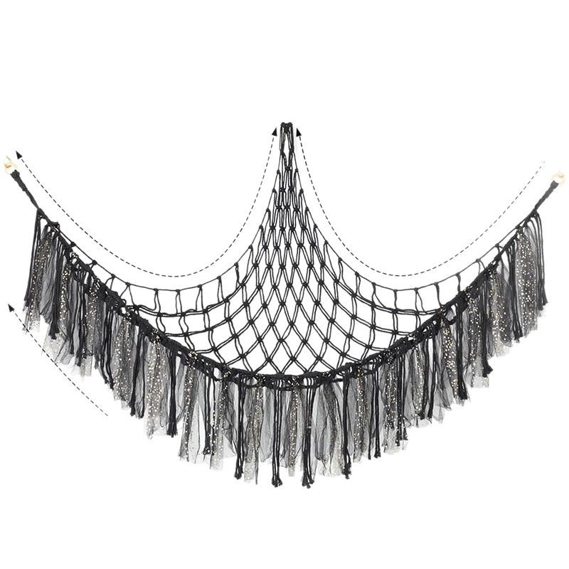 Cross-Border Hot Selling Ribbon Triangle Toy Net Bag Toy Storage Hammock Bedroom Corner Toy Doll Storage Net