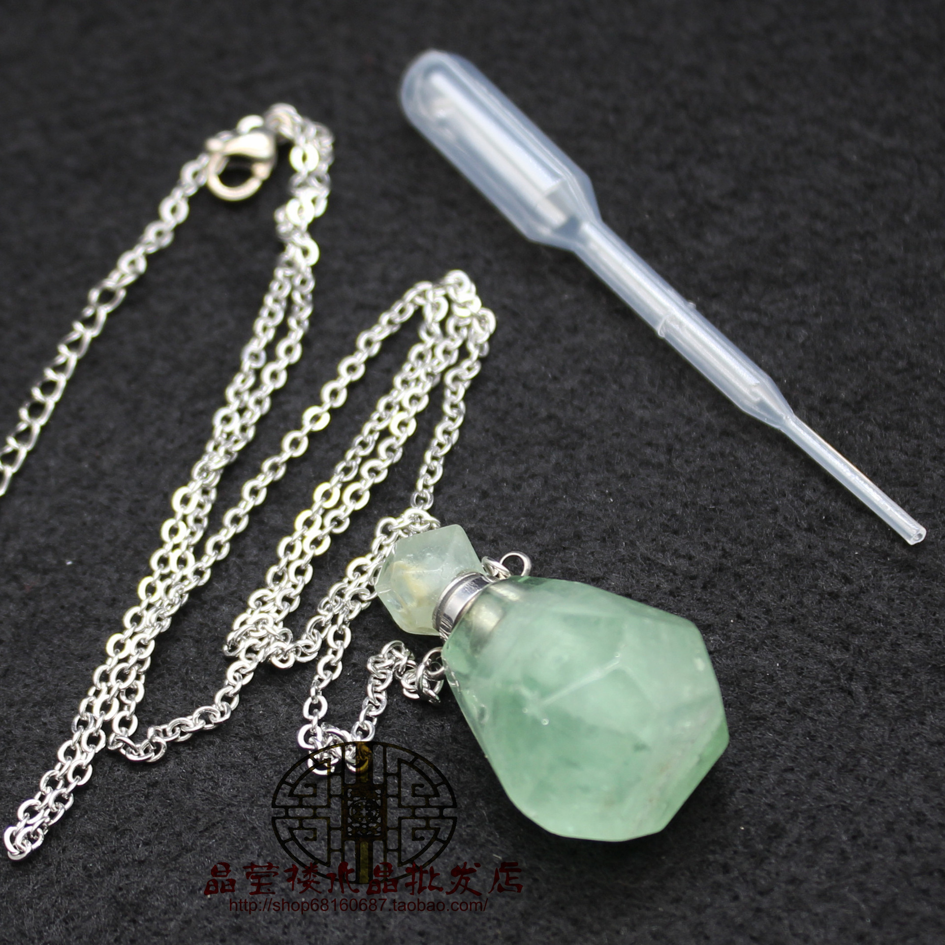 European and American Cross-Border Jewelry, Fashionable and Personalized Faceted Aromatherapy Bottle Pendant Necklace, Green Fluorite Jewelry, Amazon Supply